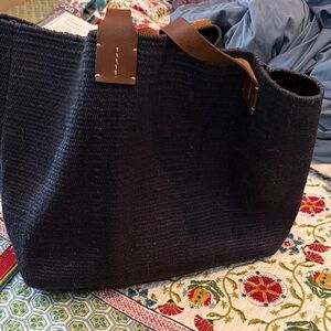 J. Jill Woven Navy Tote Bag